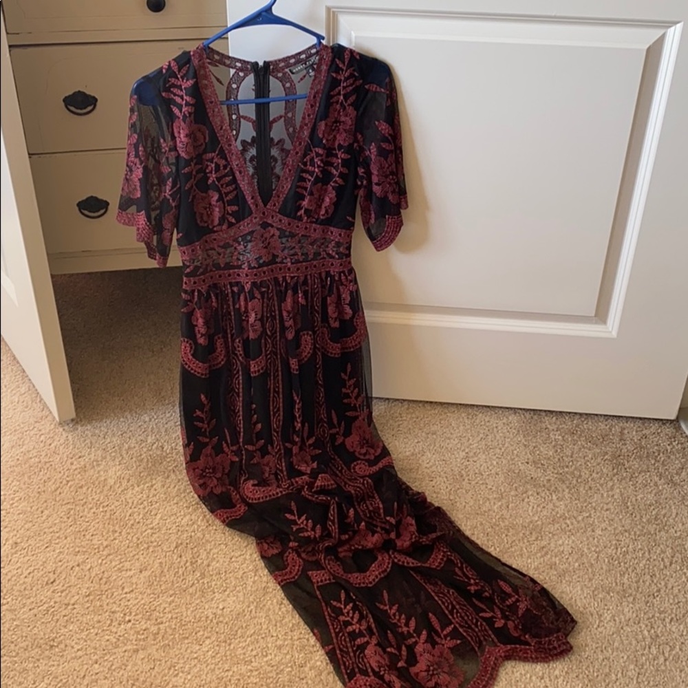 Boho black and red dress, free people like style